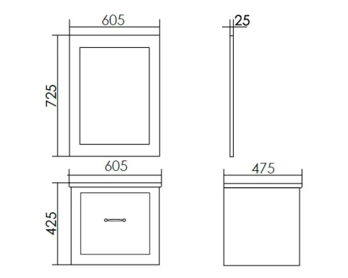 Зеркало 60,5x72,5 см белый матовый серебряная патина Atoll Валери