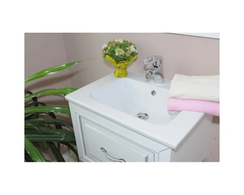 Тумба с раковиной белый матовый серебряная патина 60,5 см Atoll Валери