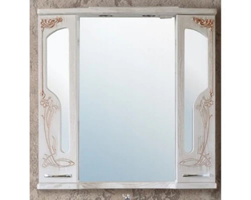 Зеркальный шкаф 92x96,5 см белое дерево медная патина Atoll Барселона