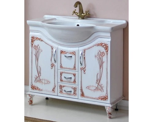 Тумба с раковиной белое дерево медная патина 88 см Atoll Барселона