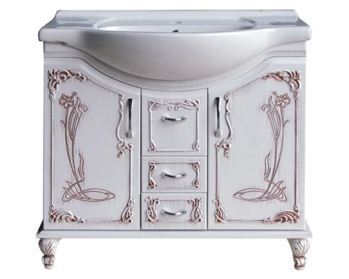 Тумба с раковиной белое дерево медная патина 88 см Atoll Барселона