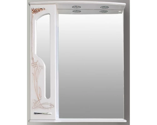 Зеркальный шкаф 76x95 см белое дерево медная патина Atoll Барселона