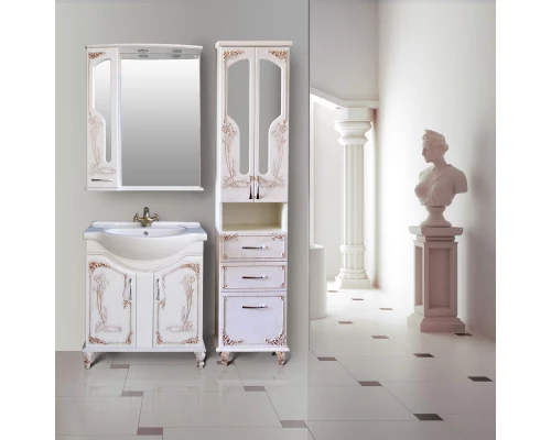 Зеркальный шкаф 76x95 см белое дерево медная патина Atoll Барселона