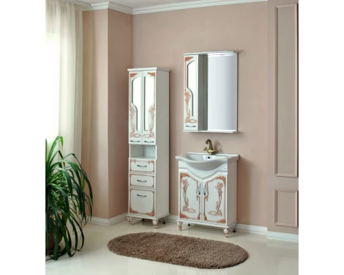 Зеркальный шкаф 65x93,5 см белое дерево медная патина Atoll Барселона