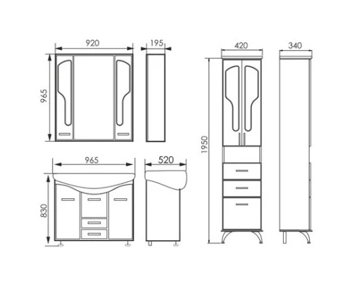 Зеркальный шкаф 92x96,5 см белый глянец Atoll Барселона