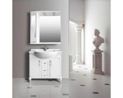 Зеркальный шкаф 85x95 см белый глянец Atoll Барселона