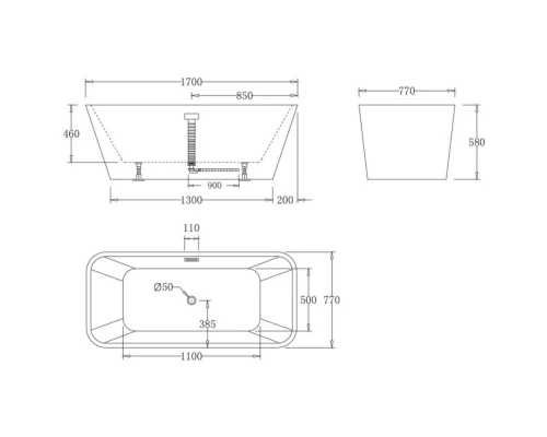 Акриловая ванна 170x77 см BelBagno BB60-1700
