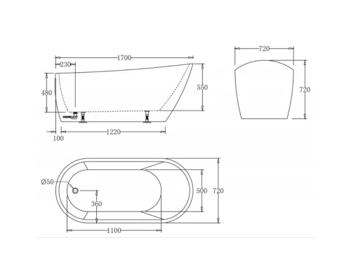 Акриловая ванна 170x72 см BelBagno BB62-1700