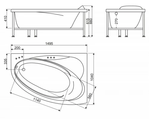 Акриловая ванна 149,5x104 см R BelBagno BB106-150-105-R