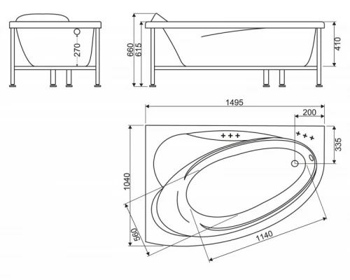 Акриловая ванна 149,5x104 см L BelBagno BB106-150-105-L