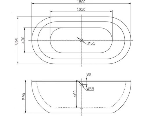 Акриловая ванна 180x86 см BelBagno BB13-1800