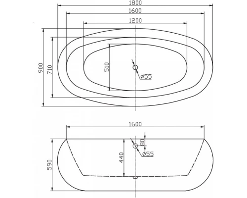 Акриловая ванна 180x90 см BelBagno BB18