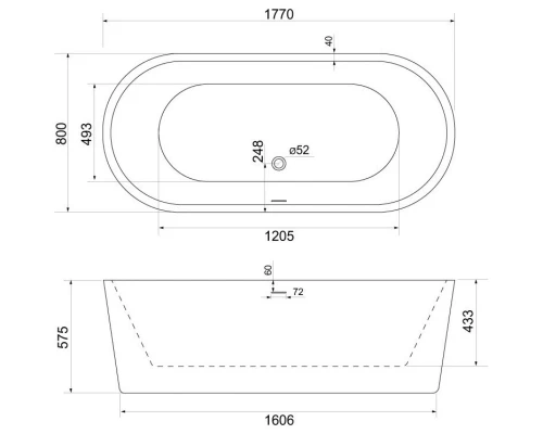 Акриловая ванна 177x80 см BelBagno BB109-177-80