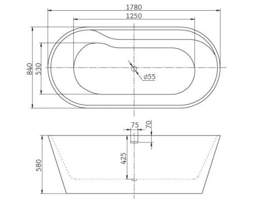 Акриловая ванна 178x84 см BelBagno BB14