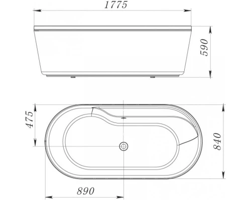 Акриловая ванна 177,5x84 см BelBagno BB14-K