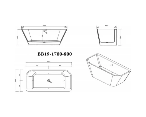 Акриловая ванна 170x80 см BelBagno BB19-1700-800