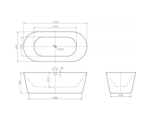 Акриловая ванна 178,5x84 см BelBagno BB306-1785