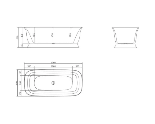 Акриловая ванна 170x80 см BelBagno BB400-1700-800