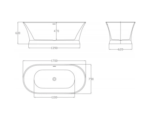 Акриловая ванна 170x79 см BelBagno BB402-1700-790