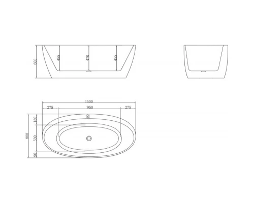 Акриловая ванна 150x80 см BelBagno BB404-1500-800