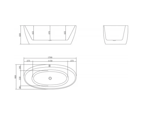 Акриловая ванна 170x80 см BelBagno BB404-1700-800