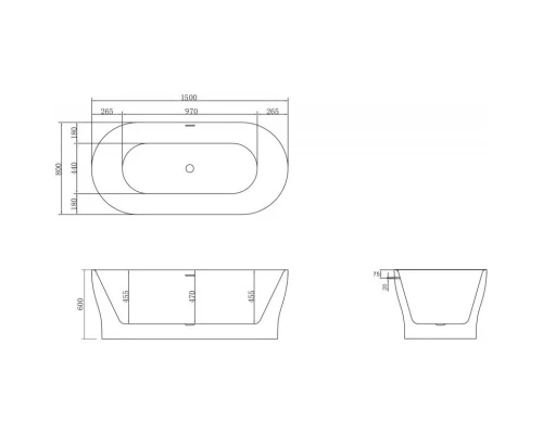 Акриловая ванна 150x80 см BelBagno BB405-1500-800