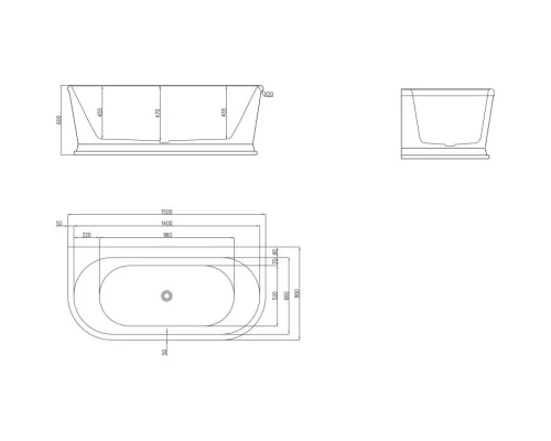 Акриловая ванна 150x80 см BelBagno BB408-1500-800