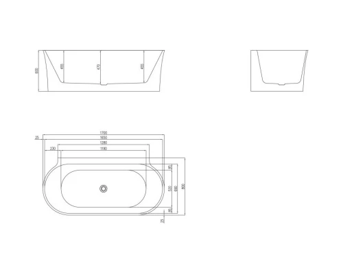 Акриловая ванна 170x80 см BelBagno BB409-1700-800-W/NM