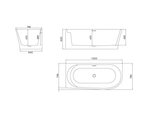 Акриловая ванна 150x78 см BelBagno BB410-1500-780-L