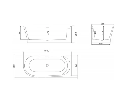 Акриловая ванна 150x78 см BelBagno BB410-1500-780-R