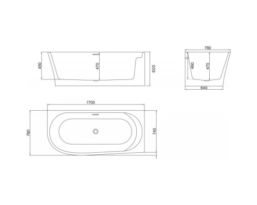 Акриловая ванна 170x78 см BelBagno BB410-1700-780-R