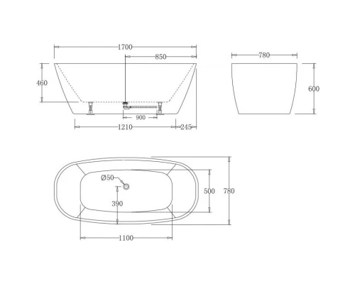 Акриловая ванна 170x78 см BelBagno BB72-1700-W0