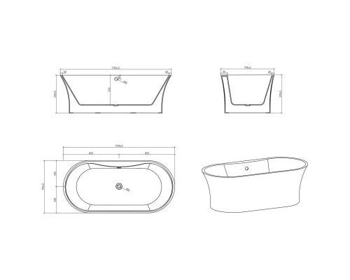 Акриловая ванна 170x79 см BelBagno BB201-1700-800