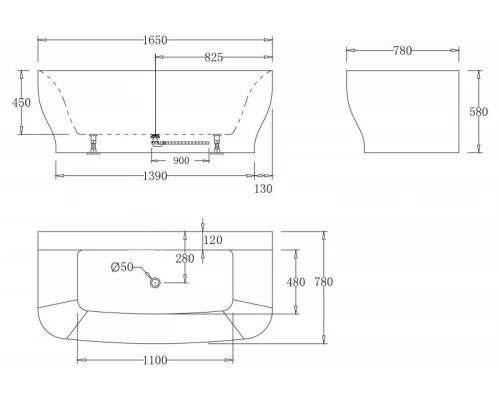 Акриловая ванна 165x78 см BelBagno BB74-1650-W0