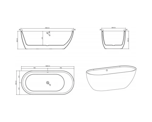 Акриловая ванна 180x82 см BelBagno BB203-1800-830