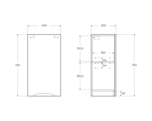 Шкаф подвесной Bianco Lucido BelBagno Marino FLY-MARINO-750-1A-SC-BL-P-L