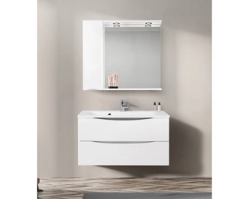 Зеркальный шкаф 90x75 см Bianco Lucido BelBagno Marino MARINO-SPC-900/750-1A-BL-P-L