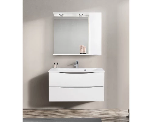 Зеркальный шкаф 90x75 см Bianco Lucido BelBagno Marino MARINO-SPC-900/750-1A-BL-P-R