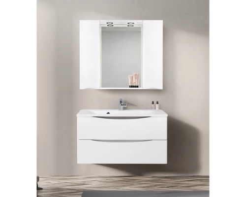 Зеркальный шкаф 100x75 см Bianco Lucido BelBagno Marino MARINO-SPC-1000/750-2A-BL-P