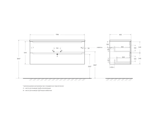 Тумба Bianco Lucido 119,6 см BelBagno Etna ETNA-1200-2C-SO-BL-P