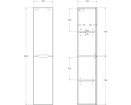 Пенал подвесной Pino Scania BelBagno Acqua ACQUA-1600-2A-SC-PS-P