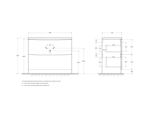 Тумба Bianco Lucido 99,6 см BelBagno Acqua ACQUA-1000-2C-PIA-BL