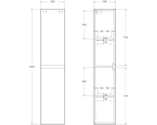 Пенал подвесной Rovere Galifax Bianco BelBagno Kraft KRAFT-1600-2A-SC-RGB-L