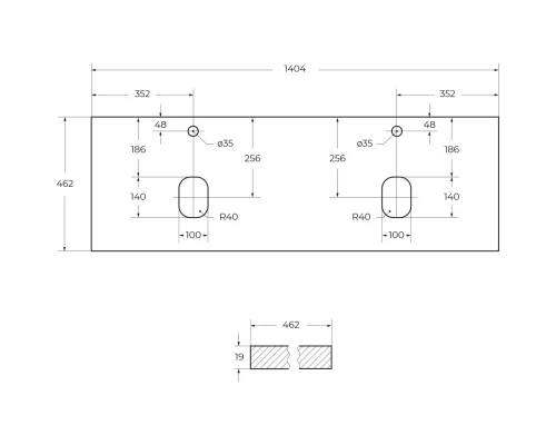 Столешница 140,4 см Bianco Opaco Belbagno Kraft EK-140-2-BO