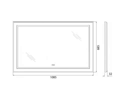 Зеркало 108,5x68,5 см BelBagno Kraft SPC-KRAFT-1085-685-TCH-WARM