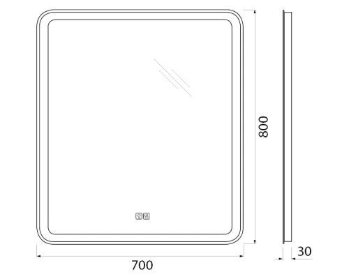 Зеркало 70x80 см BelBagno Marino SPC-MAR-700-800-LED-TCH-WARM