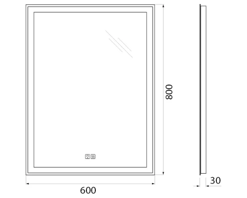 Зеркало 60x80 см BelBagno SPC-GRT-600-800-LED-TCH-WARM