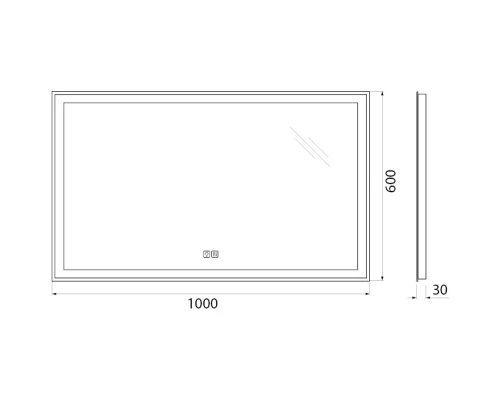 Зеркало 100x60 см BelBagno SPC-GRT-1000-600-LED-TCH-WARM
