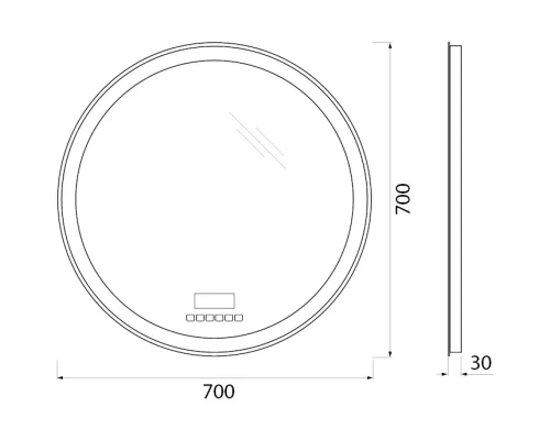Зеркало 70x70 см BelBagno SPC-RNG-700-LED-TCH-RAD