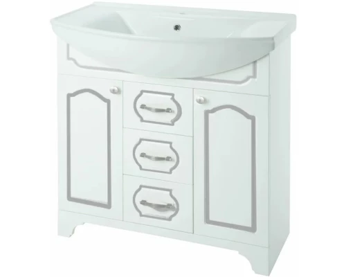 Тумба белый глянец серебряная патина 82,7 см Bellezza Тиффани 4630514110399